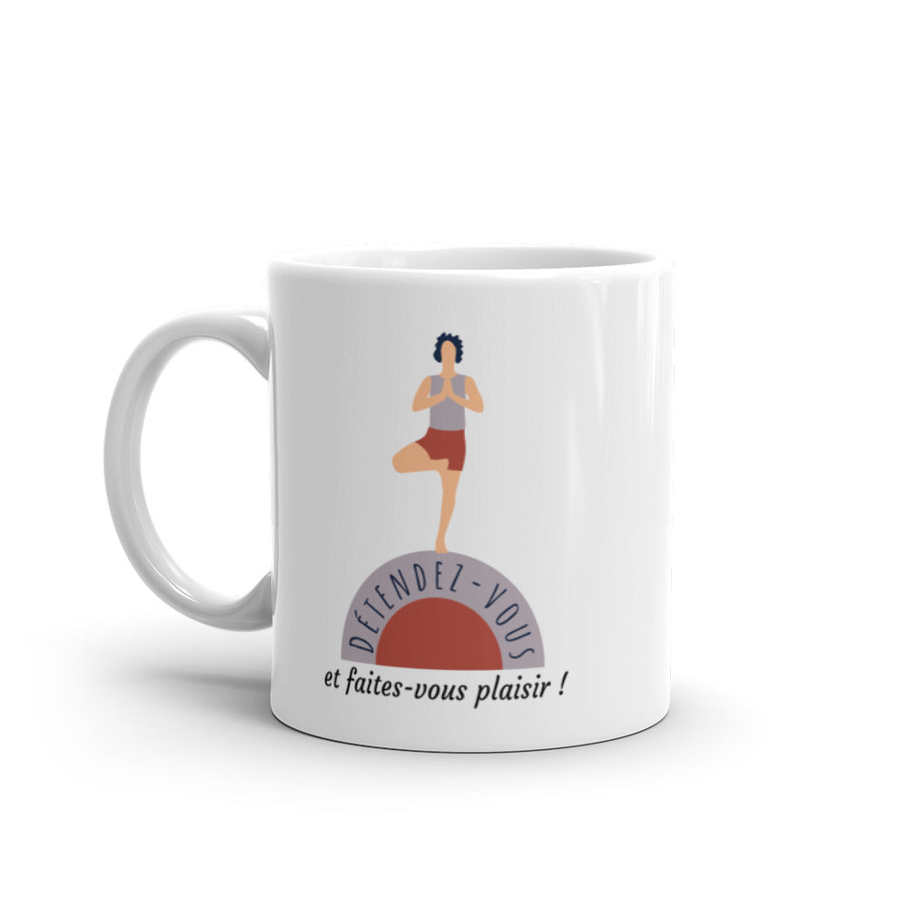 Mug Blanc Brillant Yoga Détendez-Vous