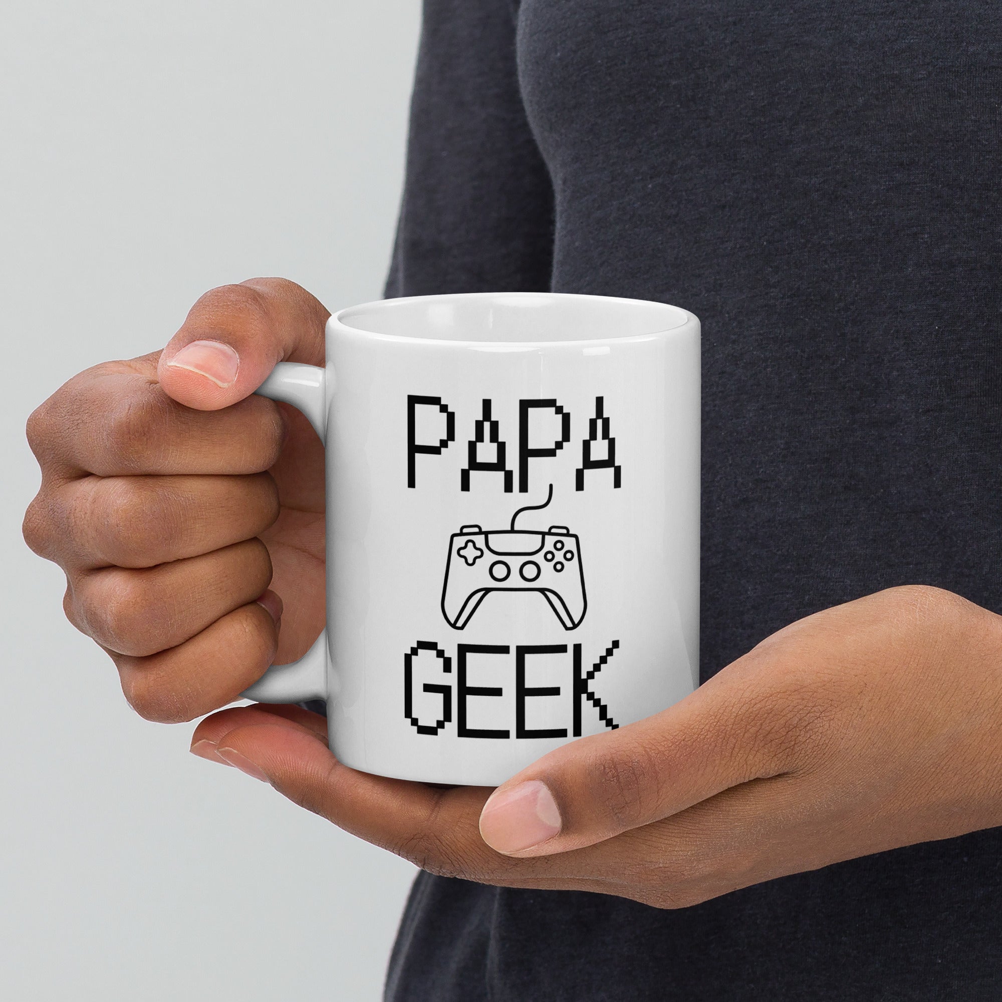 Mug Blanc Brillant Papa Geek