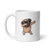 Mug Blanc Brillant Chien Carlin Faisant un Dab