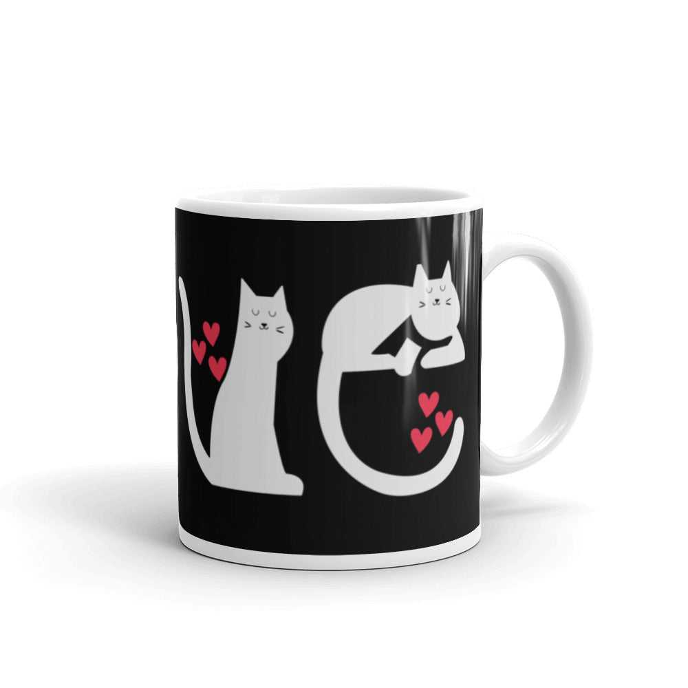 Mug Blanc Brillant Chats Love