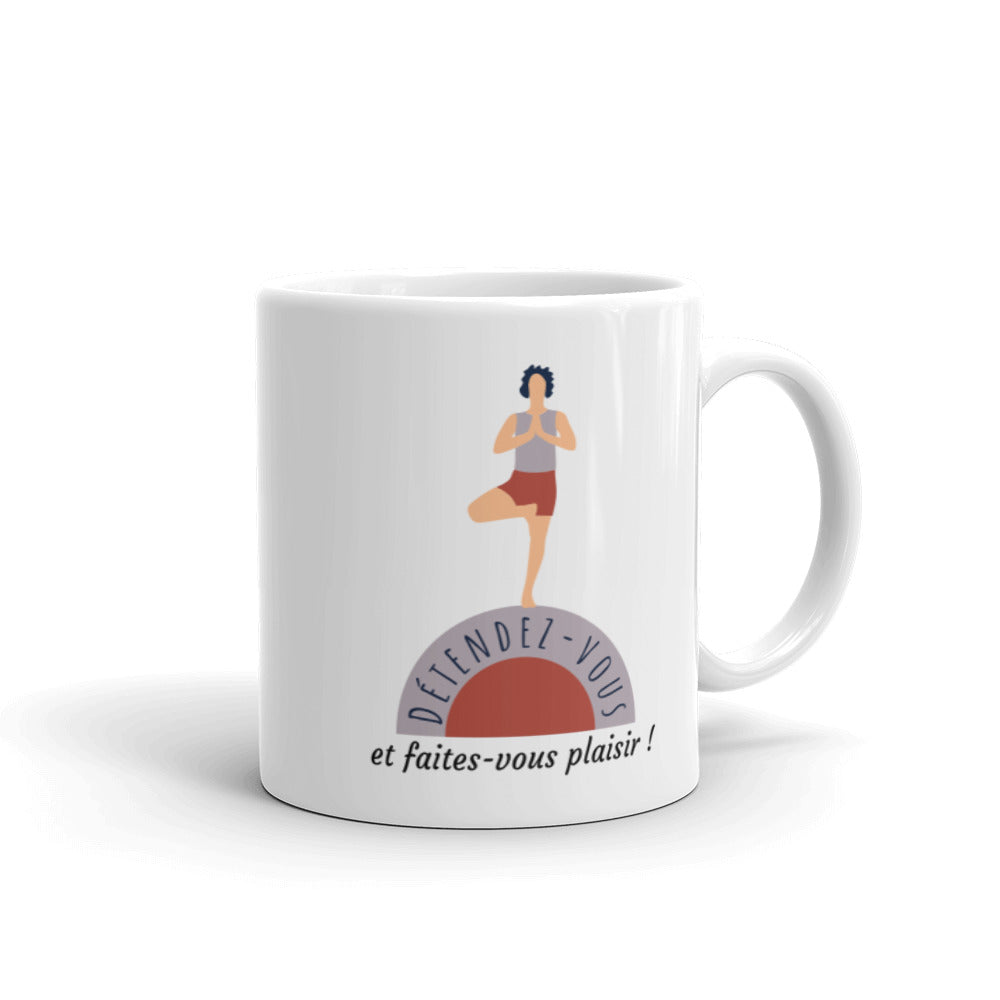 Mug Blanc Brillant Yoga Détendez-Vous