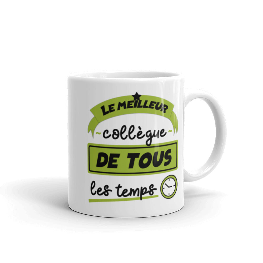 Mug Blanc Brillant Meilleur Collègue De Tous Les Temps