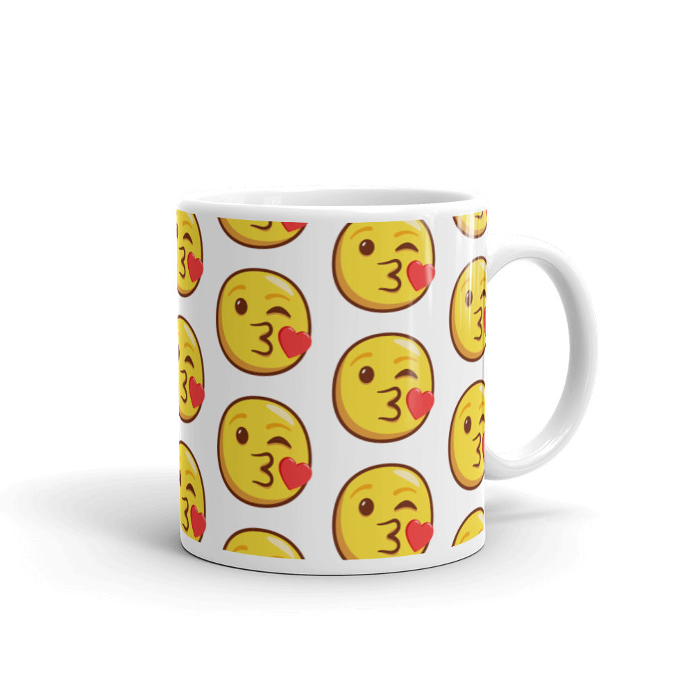 Mug Blanc Brillant Visage Jetant Un Baiser