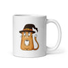 Mug Blanc Brillant Chat avec Chapeau de Sorcière