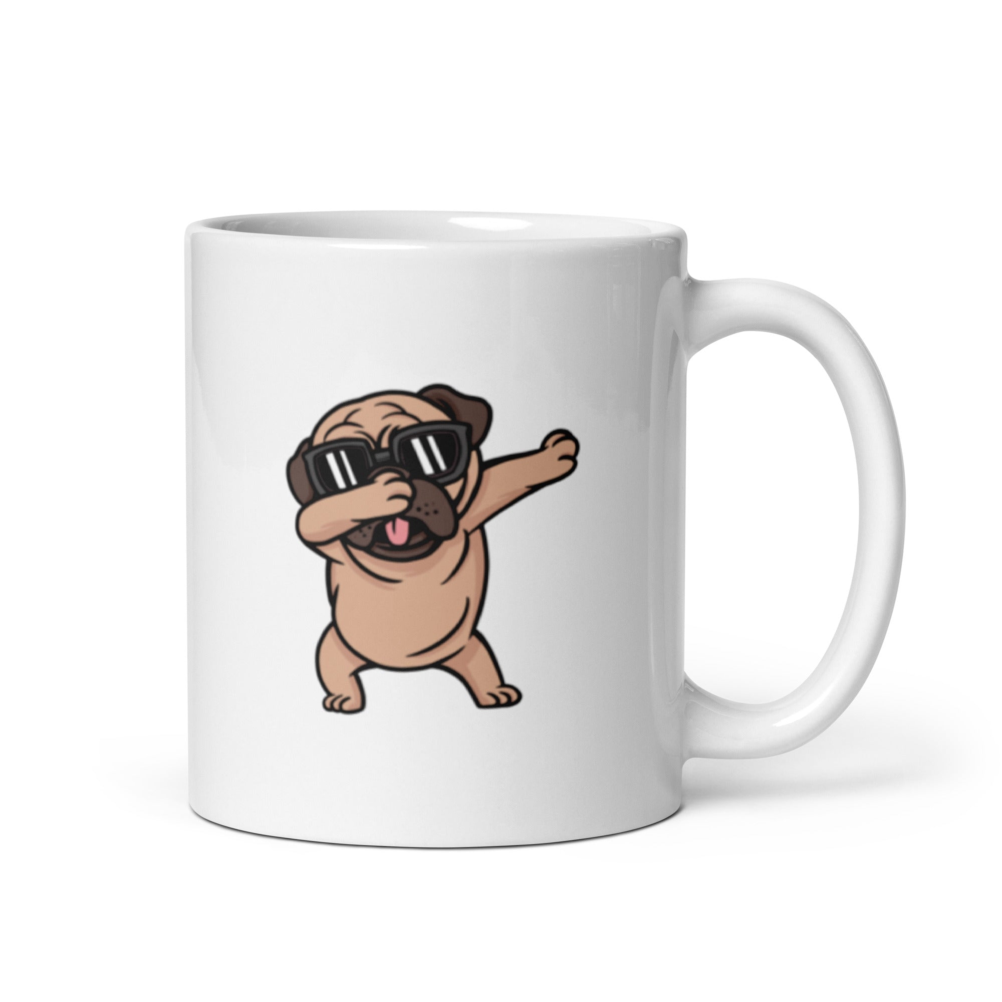 Mug Blanc Brillant Chien Carlin Faisant un Dab