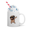 Mug Blanc Brillant Chien Carlin Faisant un Dab