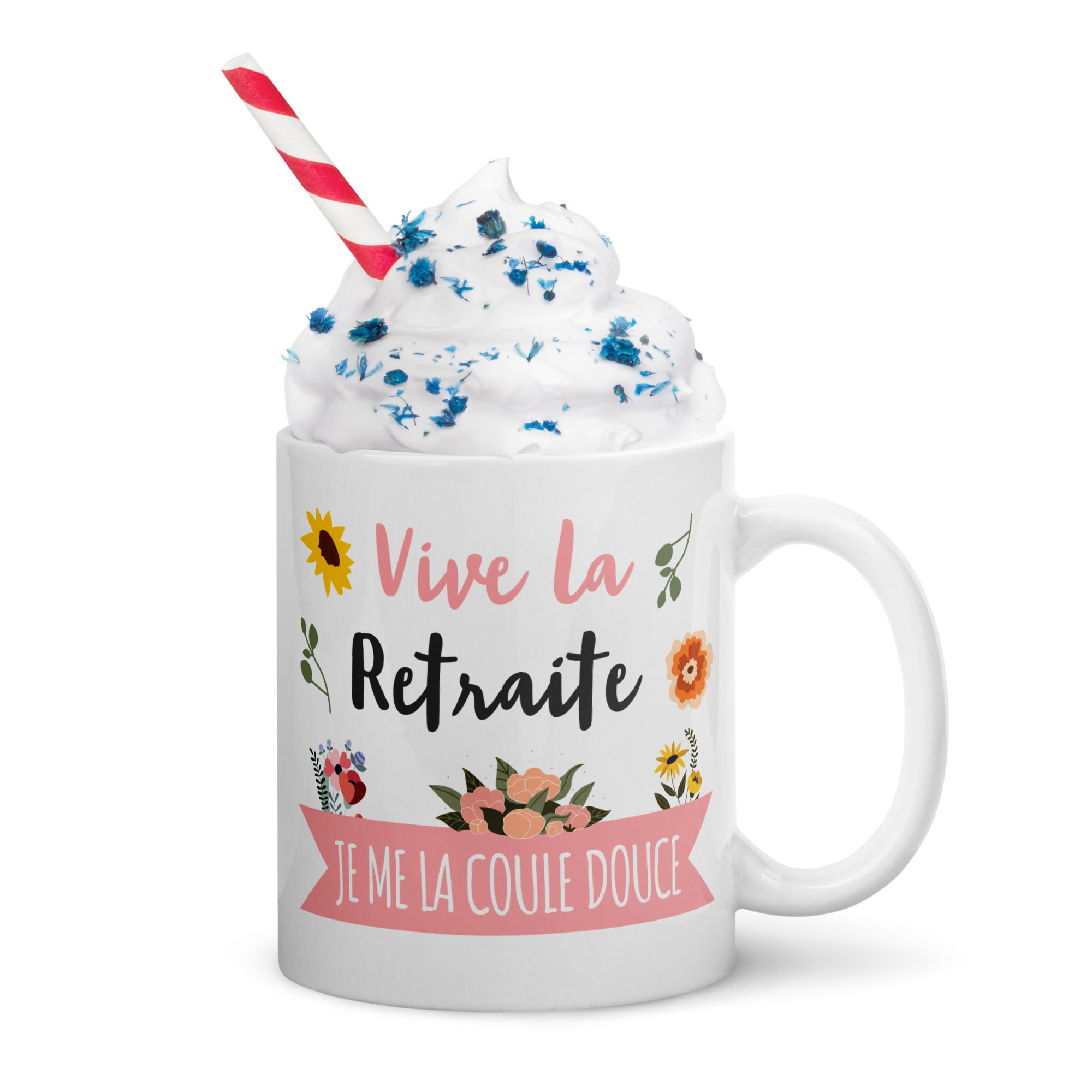 Mug Blanc Brillant Vive la Retraite