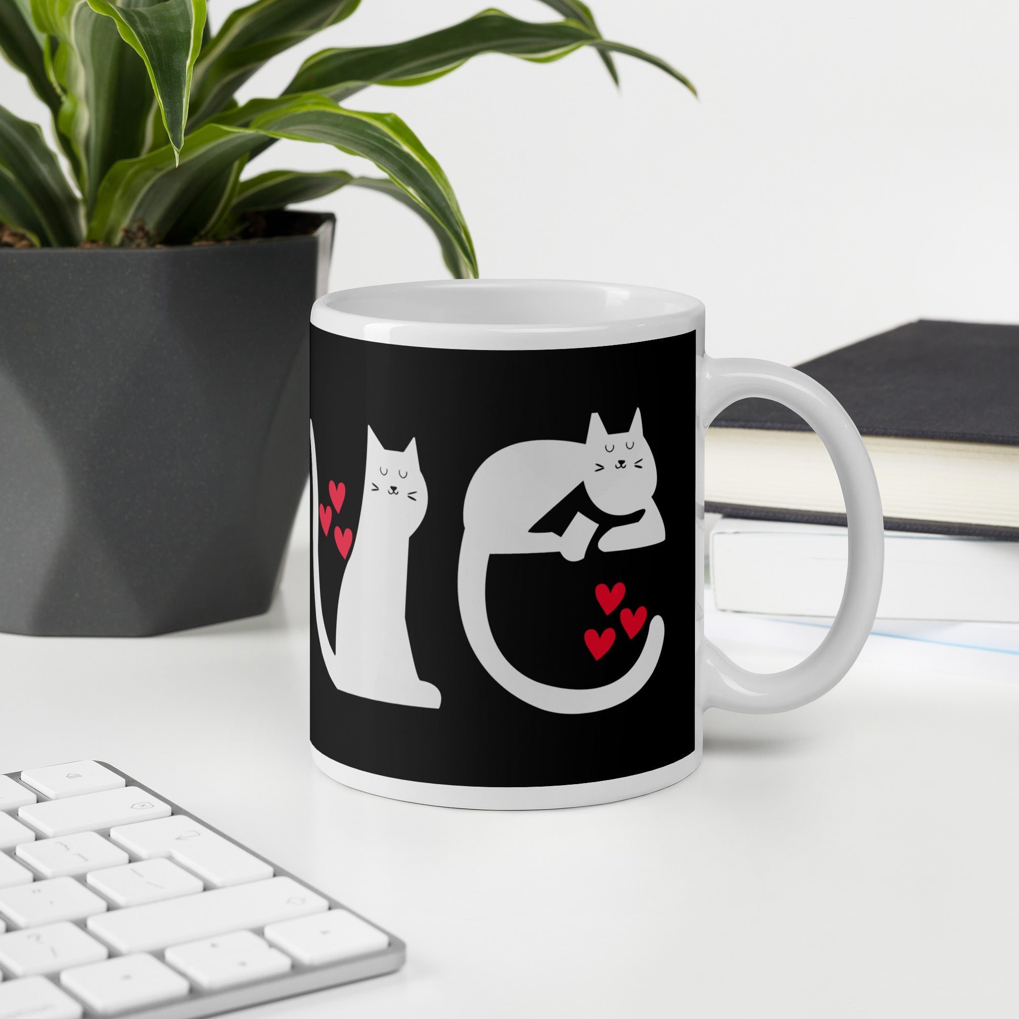 Mug Blanc Brillant Chats Love