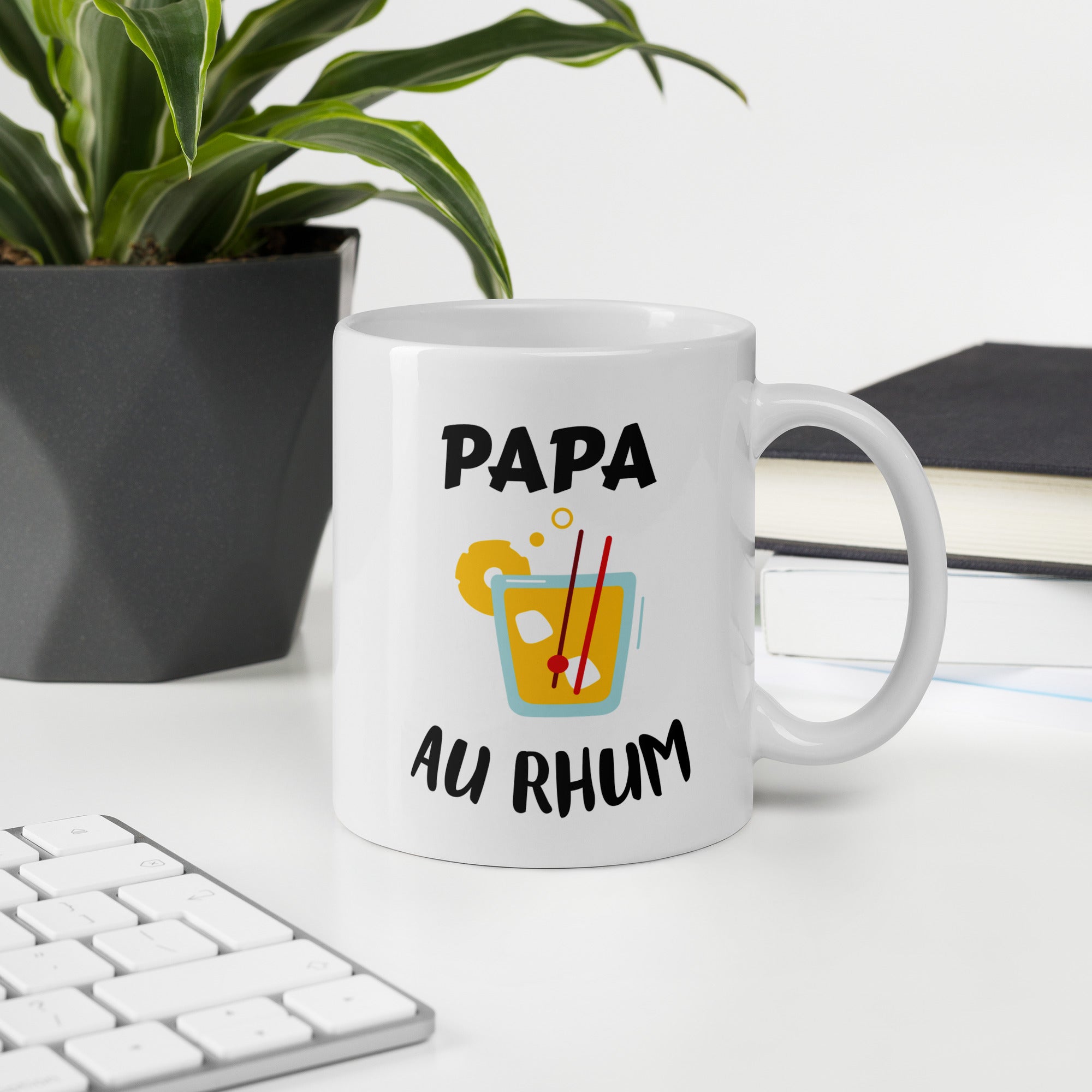 Mug Blanc Brillant Papa Au Rhum