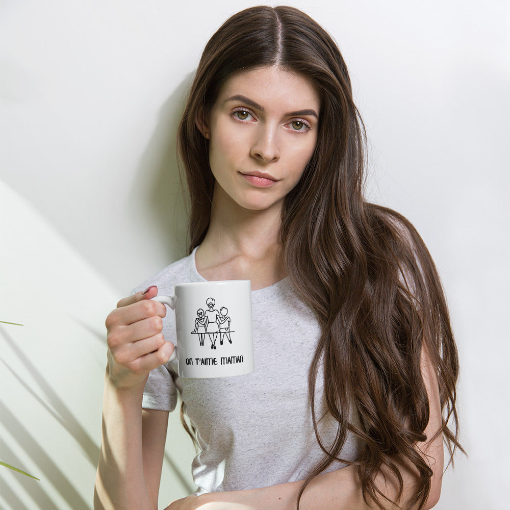 Mug On T'aime Maman avec petite fille et petit garçon